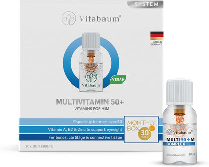 Vitabaum Multivitamin 50+ for Him - Liquid Supplement for Men Aged 50+ - 30 Vials