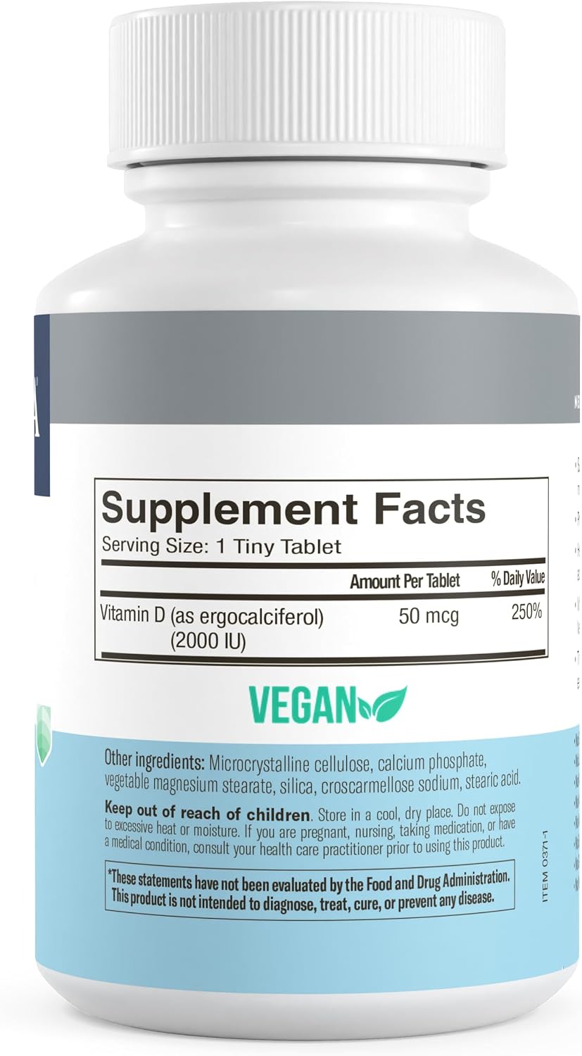 FREEDA Vitamin D2 2000 IU – Vegan Vitamin D for Bone Strength and Immune Support – 100 Small Tablets - görsel 5