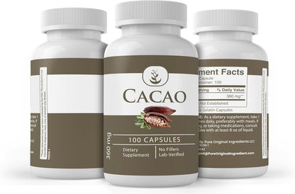 Pure Original Ingredients Cacao (100 Capsules) – Pure, Additive-Free, Lab Verified
