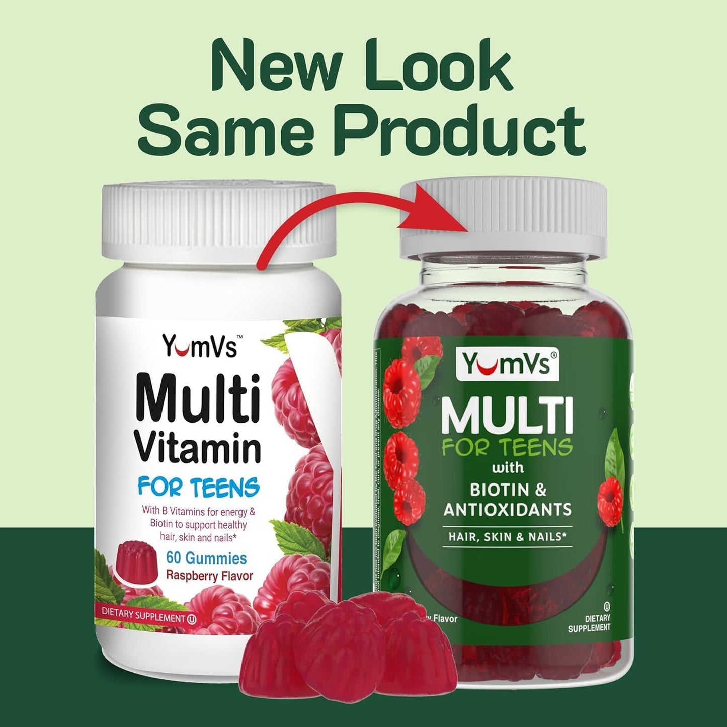 YumVs Teen Multivitamin Gummies with Biotin and Antioxidants - Raspberry Flavour - 120 Gummies (Pack of 2) - görsel 8