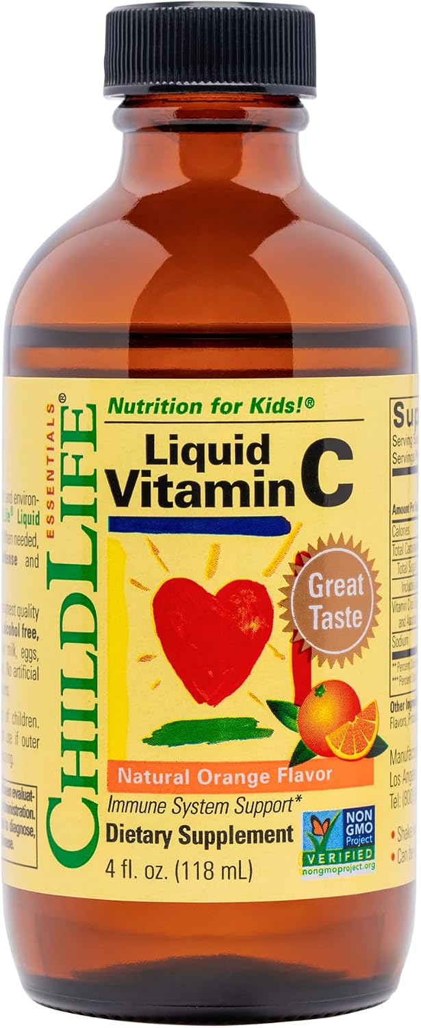 ChildLife Essentials Liquid Vitamin C – Pure Vitamin C Liquid Supplement for Kids, Immune Support, Natural Orange Flavour, 4 fl oz (118 ml) - görsel 1