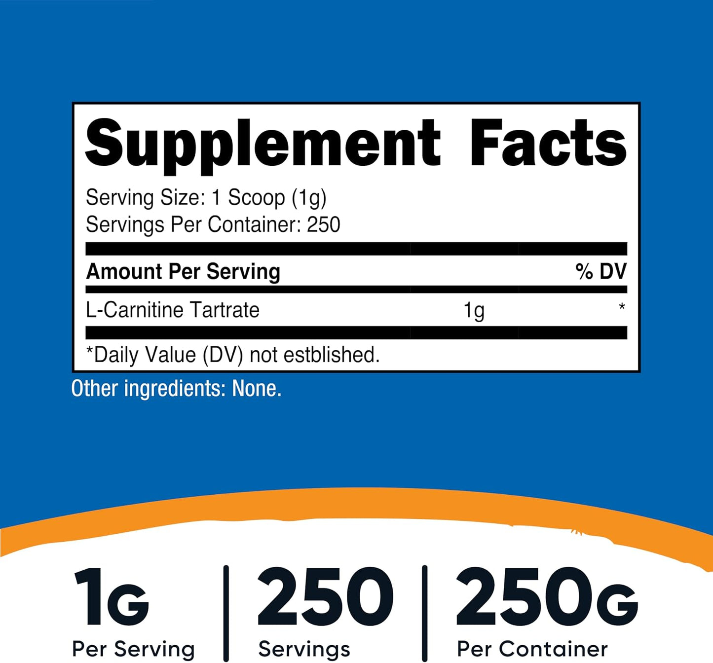 Nutricost L-Carnitine Tartrate Powder - 250 Grammes (250 Servings) - görsel 2