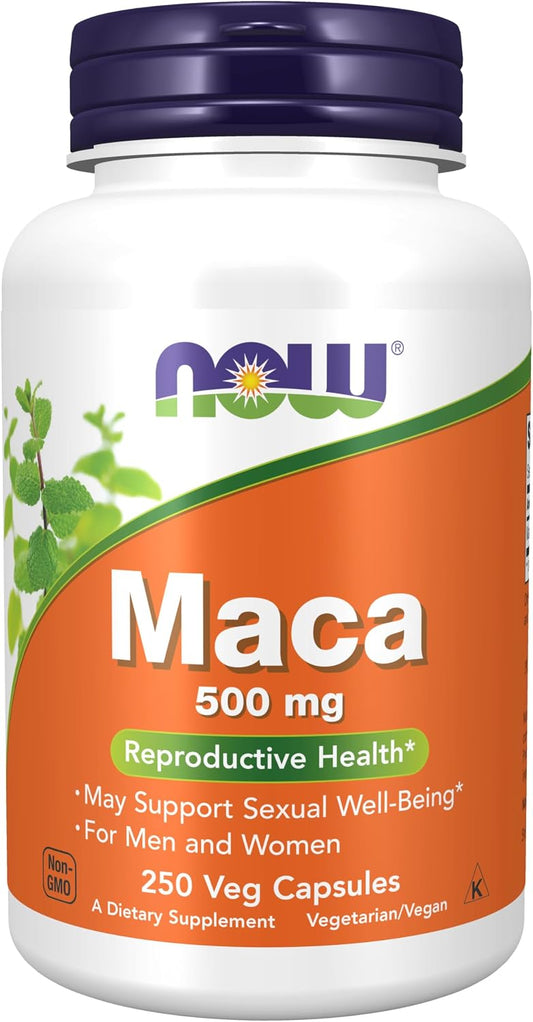 NOW Foods Supplements, Maca (Lepidium meyenii) 500 mg, For Men and Women, Reproductive Health, 250 Veg Capsules