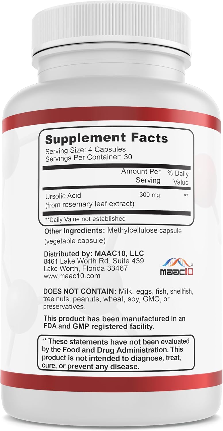 MAAC10 Ursolic Acid 300mg - Derived from Rosemary Extract, AMPK & Sirtuin Activator - görsel 3