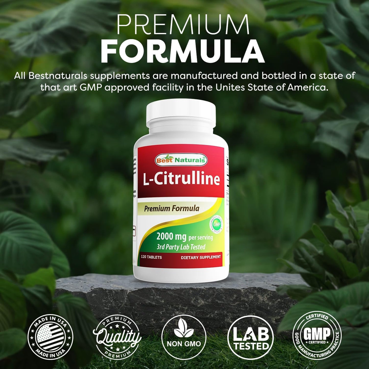 Best Naturals L-Citrulline 2000mg per Serving – Non-GMO & Gluten-free – 120 Tablets (Pack of 2) - görsel 5