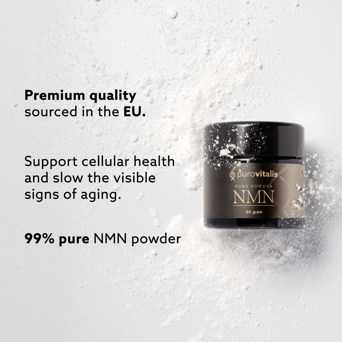 PUROVITALIS NMN Powder – 99% Pure Longevir Nicotinamide Mononucleotide, NAD+ Boost, 30g (2-Month Supply) - görsel 4