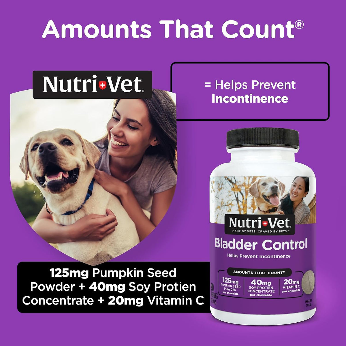 Nutri-Vet Bladder Control Supplement for Dogs - Cranberry & Pumpkin Seed Formula - 90 Tablets - görsel 3