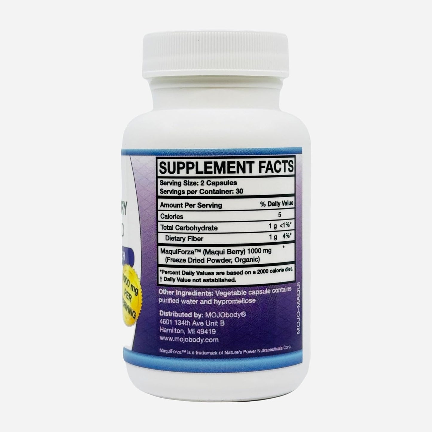 MOJObody Maqui Forza - Organic Maqui Berry Capsules, 1000mg, 60 Veggie Capsules - görsel 7