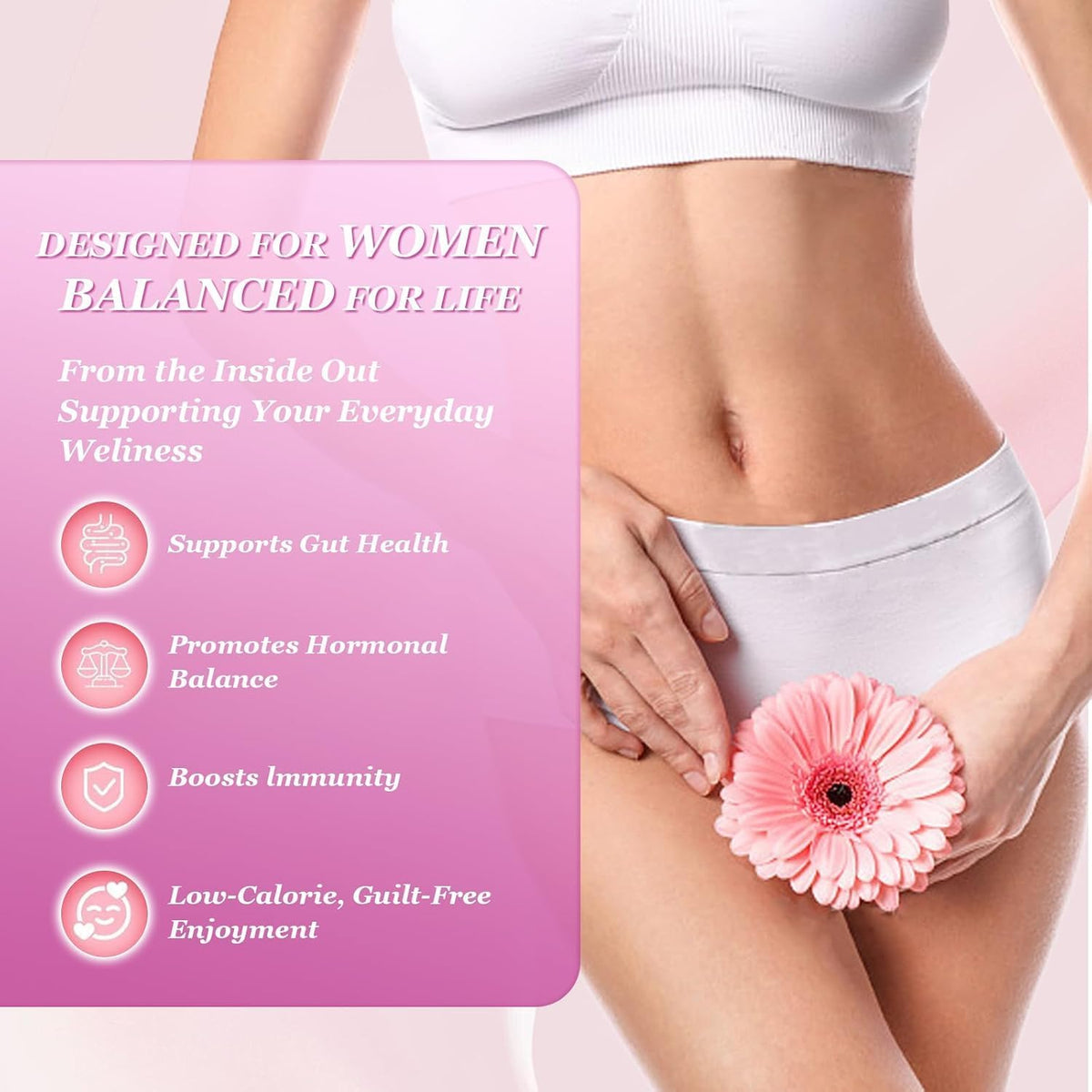 DYALE Her Juicy Feminine Probiotics Gummies for Women | Pineapple Flavour | Supports pH Balance, Gut Health & Immune System | with Slippery Elm, Prebiotics & Lactobacillus Blend | 60 Gummies - görsel 6