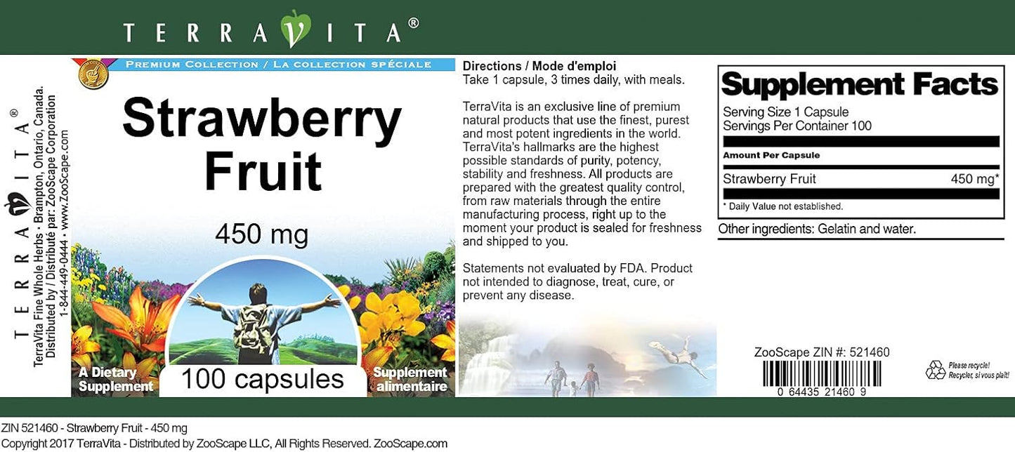 Strawberry Fruit - 450 mg (100 Capsules) - görsel 3