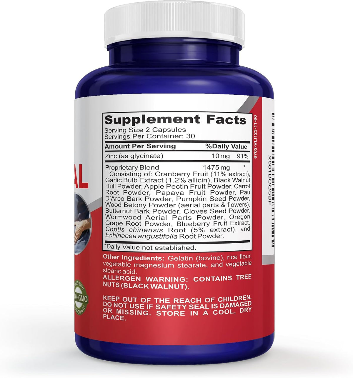 NusaPure Intestinal Support for Humans - Non-GMO, Wormwood, Garlic, Black Walnut Hull, 60 Capsules - görsel 2