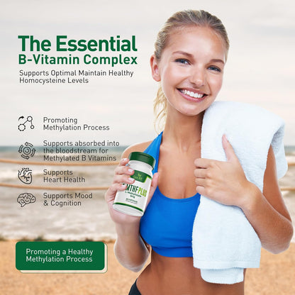 Simlike Active Folate (5-MTHF) with Vitamins B Complex, B12, B2, and B6 – Supports Methylation and Normal Homocysteine Metabolism – 60 Capsules