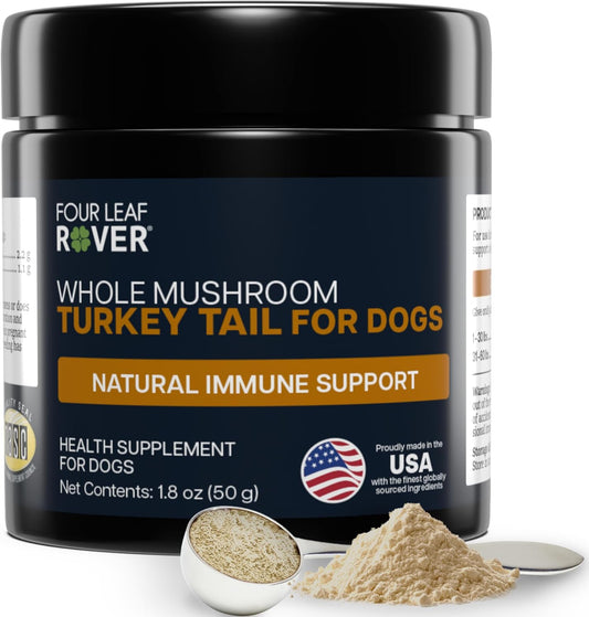 Turkey Tail Mushroom for Dogs - Organic Mushroom Extract with Over 50% Beta-Glucans - Third-Party Tested - Made in the USA
