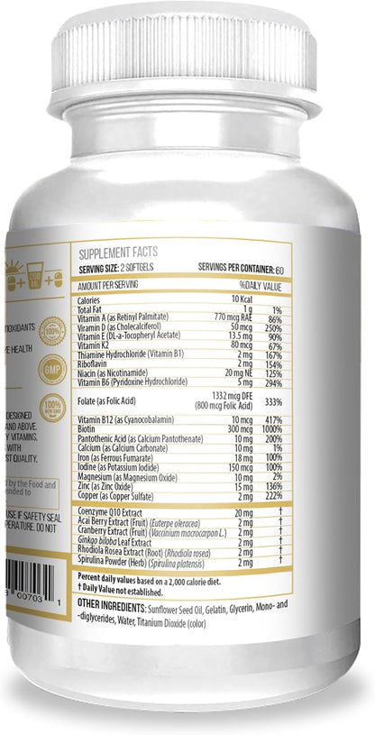 ACTIF Multivitamin for Women Age 60+ with 30 Organic Vitamins and Herbs, Non-GMO, Two-Month Supply