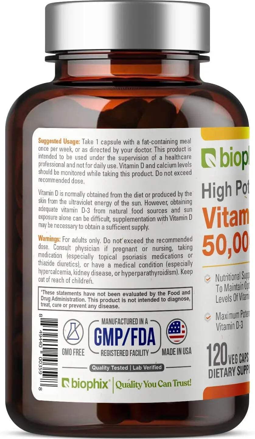 biophix Vitamin D3 10,000 IU High-Potency 120 Softgels - görsel 3
