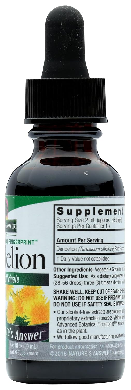 Nature's Answer Dandelion Root Alcohol-Free Extract, 1 fl oz - görsel 7