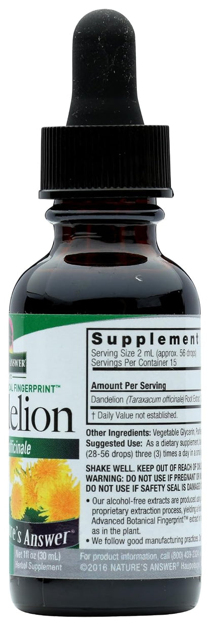 Nature's Answer Dandelion Root Alcohol-Free Extract, 1 fl oz