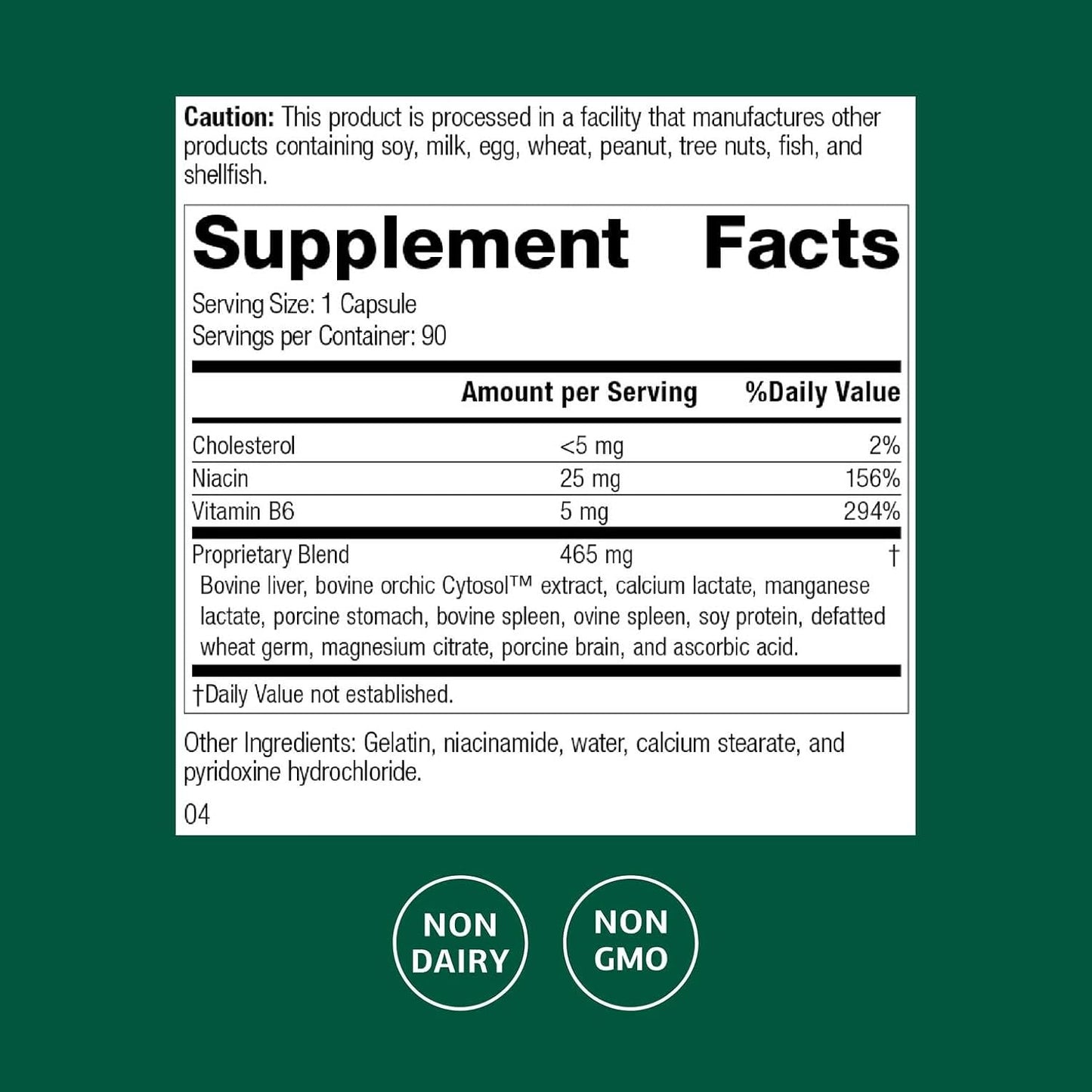 Standard Process Orchex - Nervous System Support with Niacin and Vitamin B6 - 90 Capsules - görsel 2