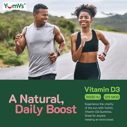 YUM-V'S Vitamin D3 Gummies 5000 IU (125 mcg) – For Normal Immune Function & Bone Health – Non-GM, Gluten-Free, 120 Count