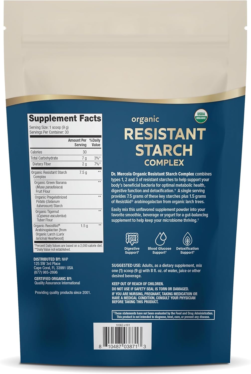 Dr. Mercola Organic Resistant Starch Complex – Gut & Immune Health, 270 g (30 Servings) - görsel 2
