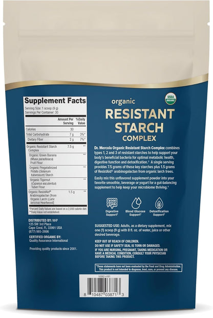 Dr. Mercola Organic Resistant Starch Complex – Gut & Immune Health, 270 g (30 Servings)