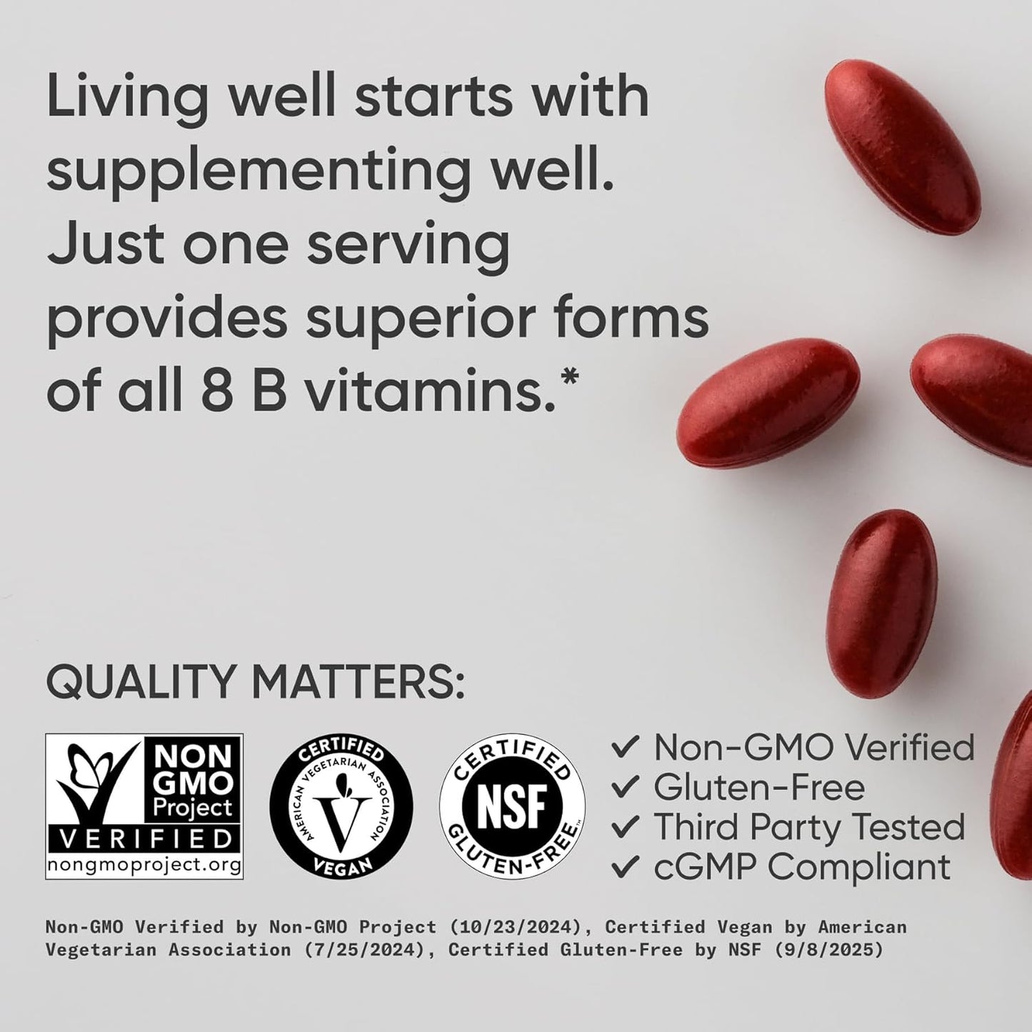 Sports Research Vitamin B-Complex - Full Spectrum B Vitamins with Methylated B12 & Folate, 120 Vegan Softgels - görsel 4