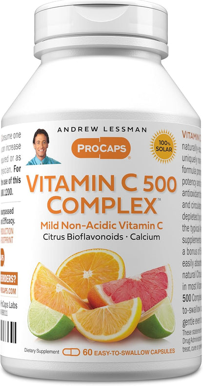 ANDREW LESSMAN Vitamin C 500 Complex – Non-Acidic Vitamin C with Citrus Bioflavonoids, 60 Capsules