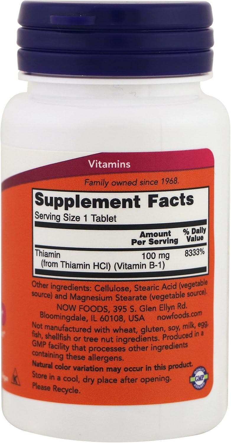 NOW Vitamin B-1 (Thiamine) 100mg, 100 Tablets (Pack of 4) - görsel 2