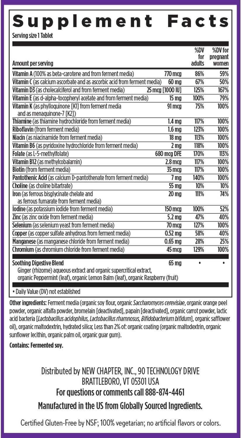 New Chapter Antenatal Vitamins, One Daily Prenatal Multivitamin with Methylfolate + Choline for Healthy Mother & Baby, Gluten-free & Non-GMO, 90 Count - görsel 5