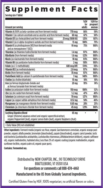 New Chapter Antenatal Vitamins, One Daily Prenatal Multivitamin with Methylfolate + Choline for Healthy Mother & Baby, Gluten-free & Non-GMO, 90 Count