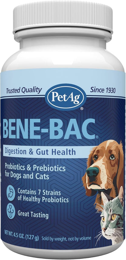 PetAg Bene-Bac - 127g Powder - Probiotics for Dogs, Cats, Exotic & Wildlife Mammals