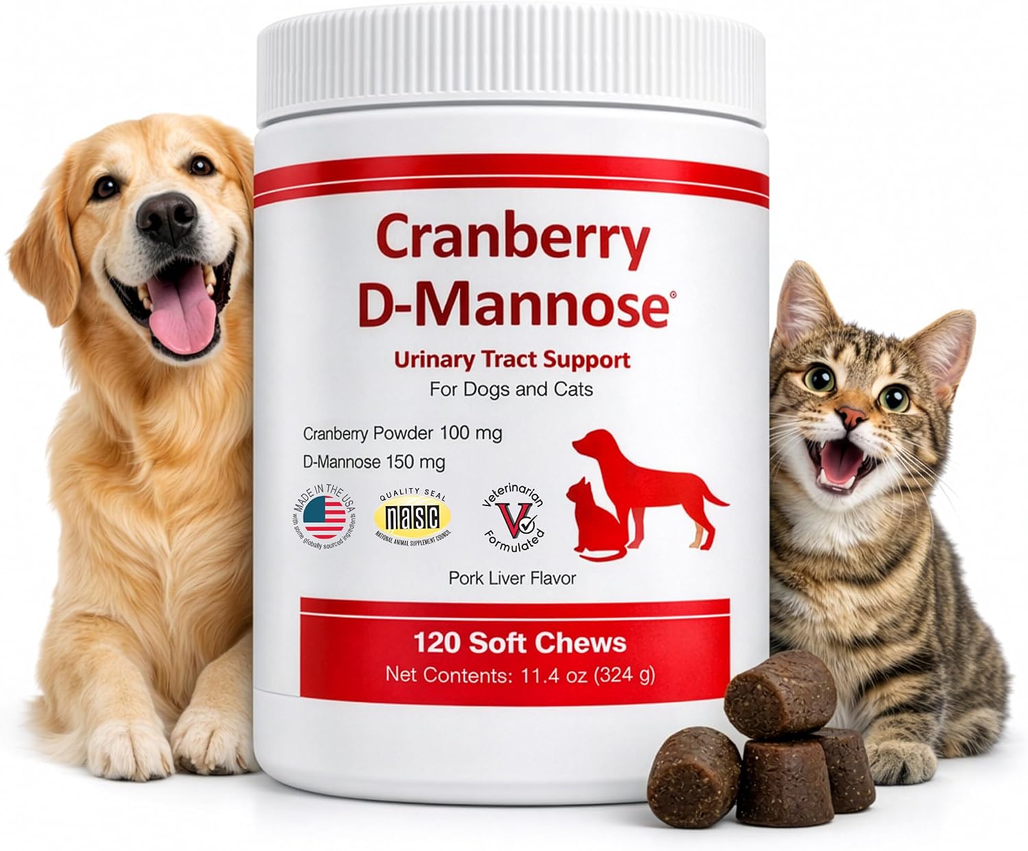 Pet Health Solutions Cranberry D-Mannose Urinary Tract Support Soft Chews for Cats and Dogs - görsel 1