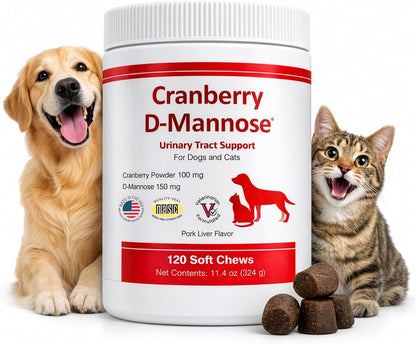Pet Health Solutions Cranberry D-Mannose Urinary Tract Support Soft Chews for Cats and Dogs