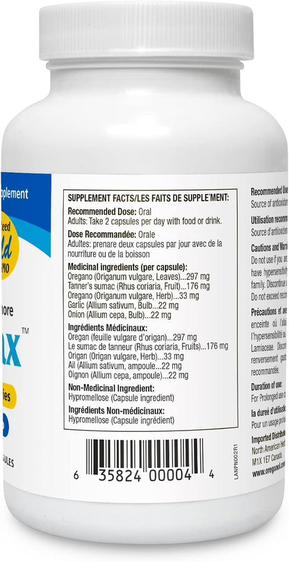 NORTH AMERICAN HERB & SPICE OregaMax - Wild Oregano Oil Supplement with Garlic and Onion - 90 Veggie Capsules