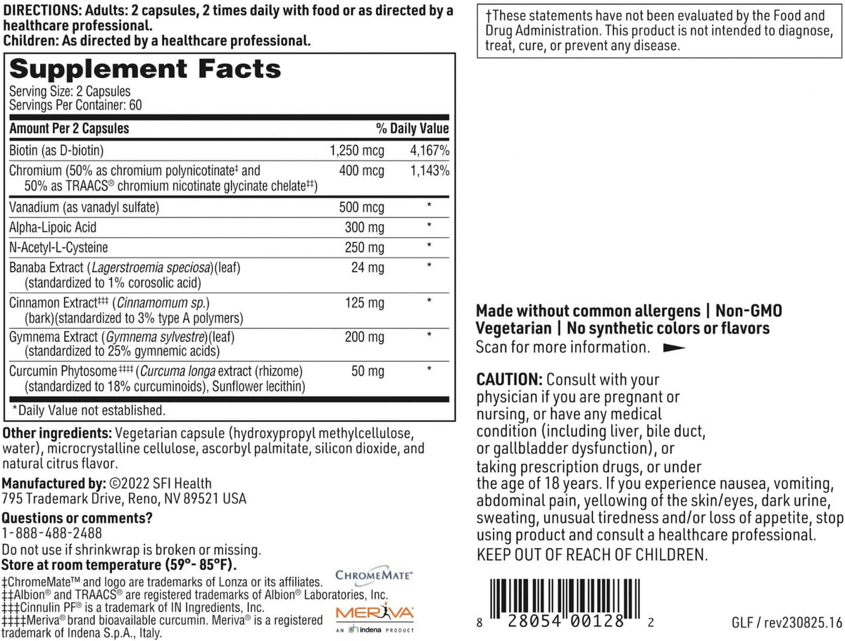 Klaire Labs GlucoThera Forte - Chromium Complex with 250 mg ALA, Turmeric & Cinnamon (120 Capsules) - görsel 6