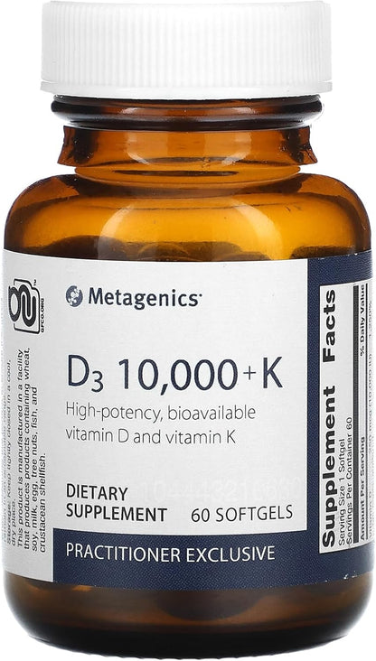 Metagenics D3 10,000 IU with K2 Soft Gels, 60 Capsules