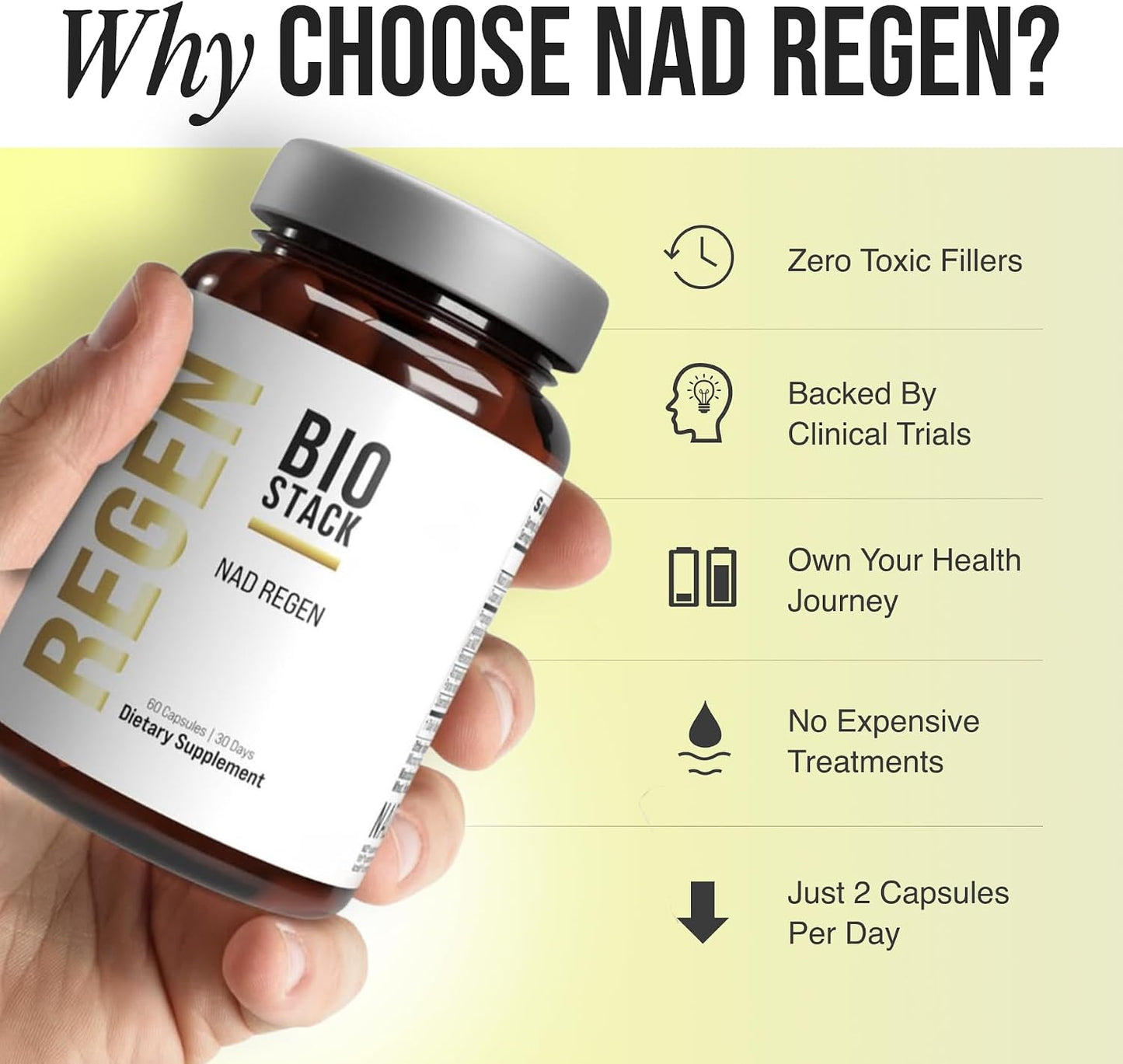 BIOSTACK NAD Regen - NAD+ Supplement with Spermidine, Resveratrol & Niacinamide - 30 Day Supply - görsel 4
