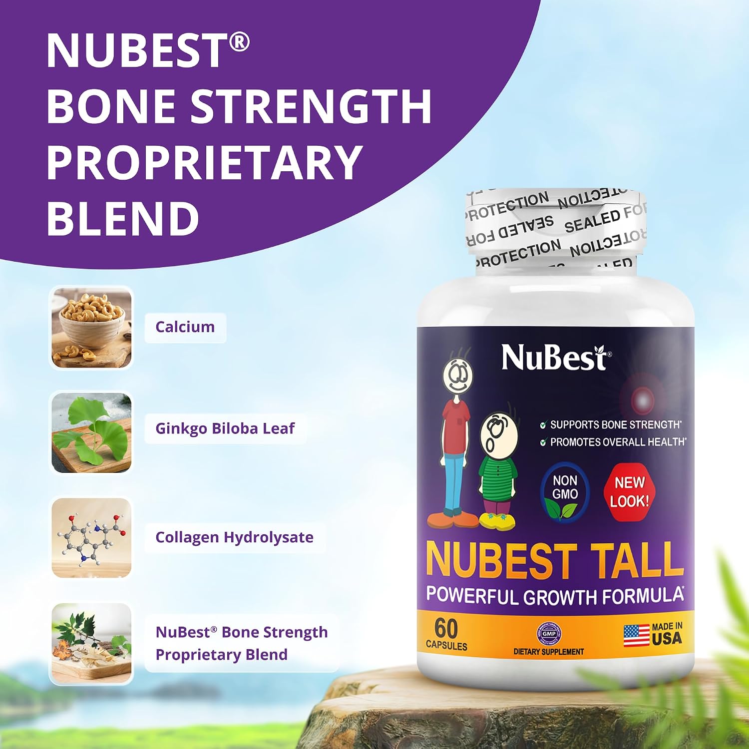 NuBest Tall - Bone Strength & Growth Supplement for Children & Teenagers - 60 Capsules - görsel 2