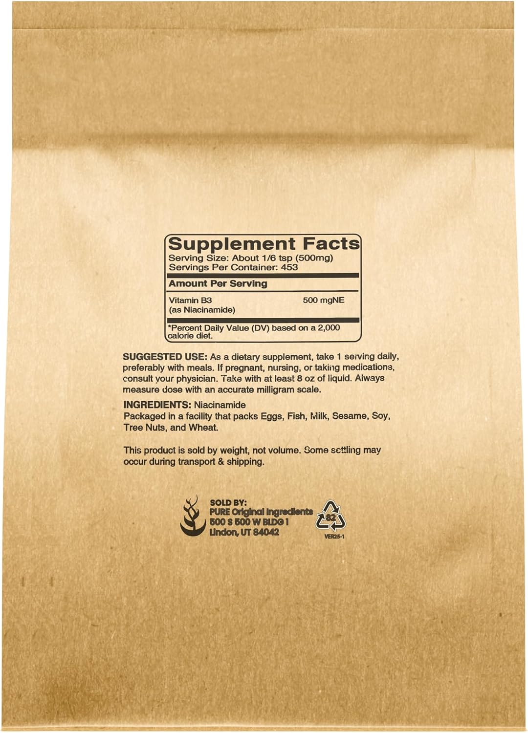 Pure Original Ingredients Niacinamide Powder (227 g) – Flush-Free Vitamin B3 Supplement - görsel 2