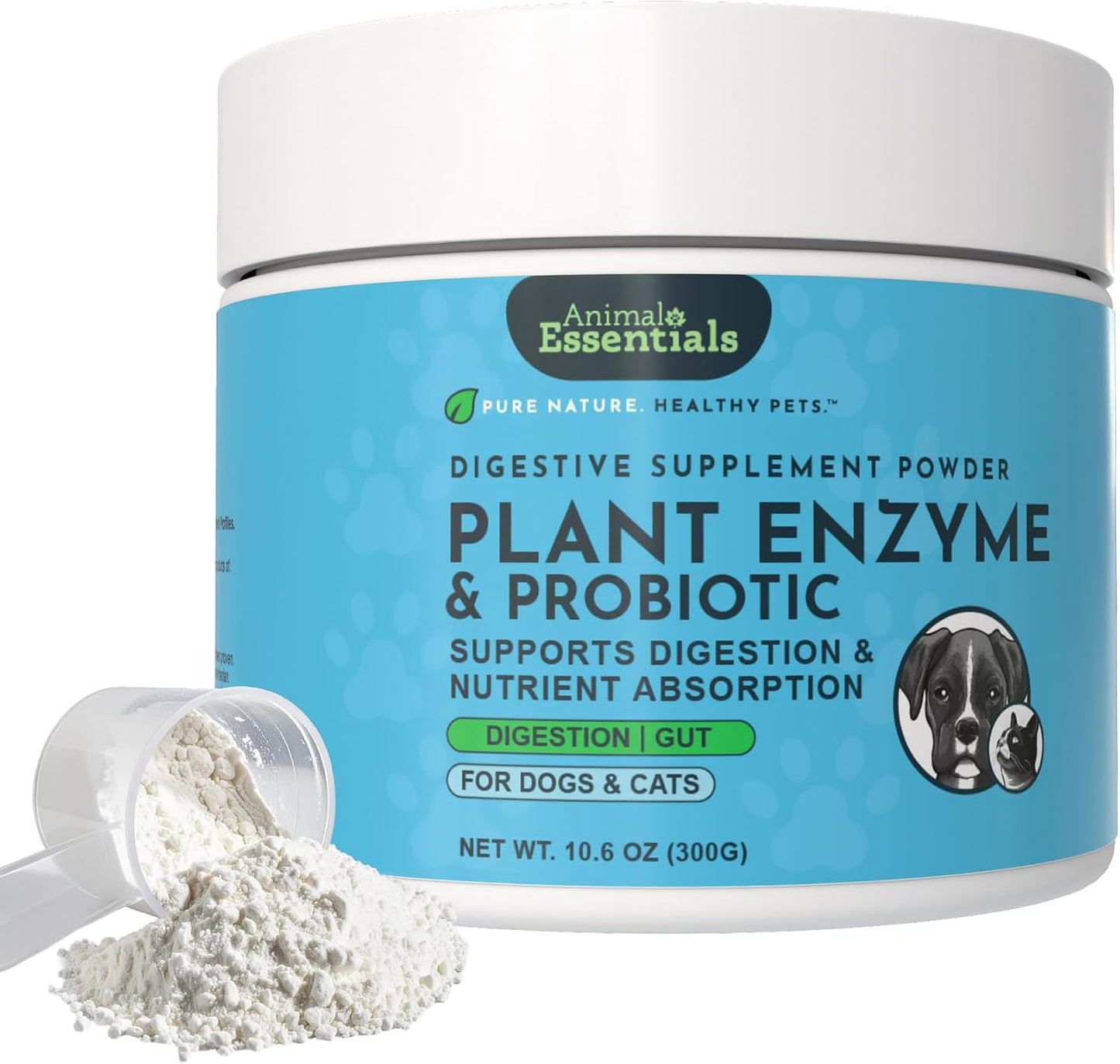 Animal Essentials Plant Enzyme & Probiotics - Probiotic & Digestive Enzyme Powder for Dogs & Cats, 300 g - görsel 1