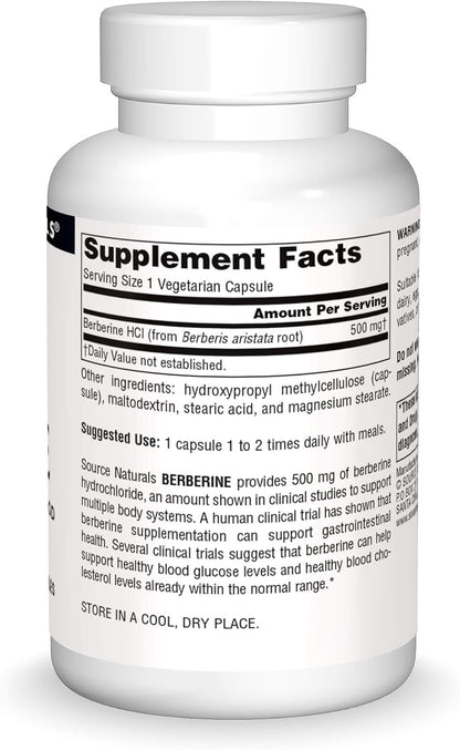 Source Naturals Berberine 500mg Vegetable Capsules for Digestive Support