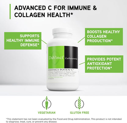 DAVINCI Labs Poten-C - Vitamin C Buffered Ascorbate with Minerals & Bioflavonoids - Contributes to Normal Immune Function & Collagen Formation - 250 Tablets - Vegetarian & Gluten-Free