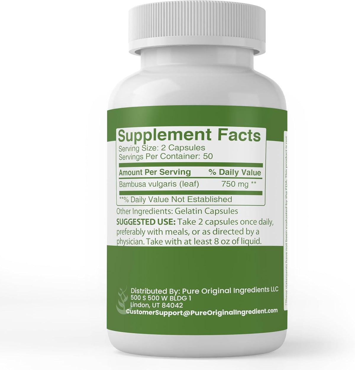 Pure Original Ingredients Bamboo Extract, (100 Capsules) - görsel 2