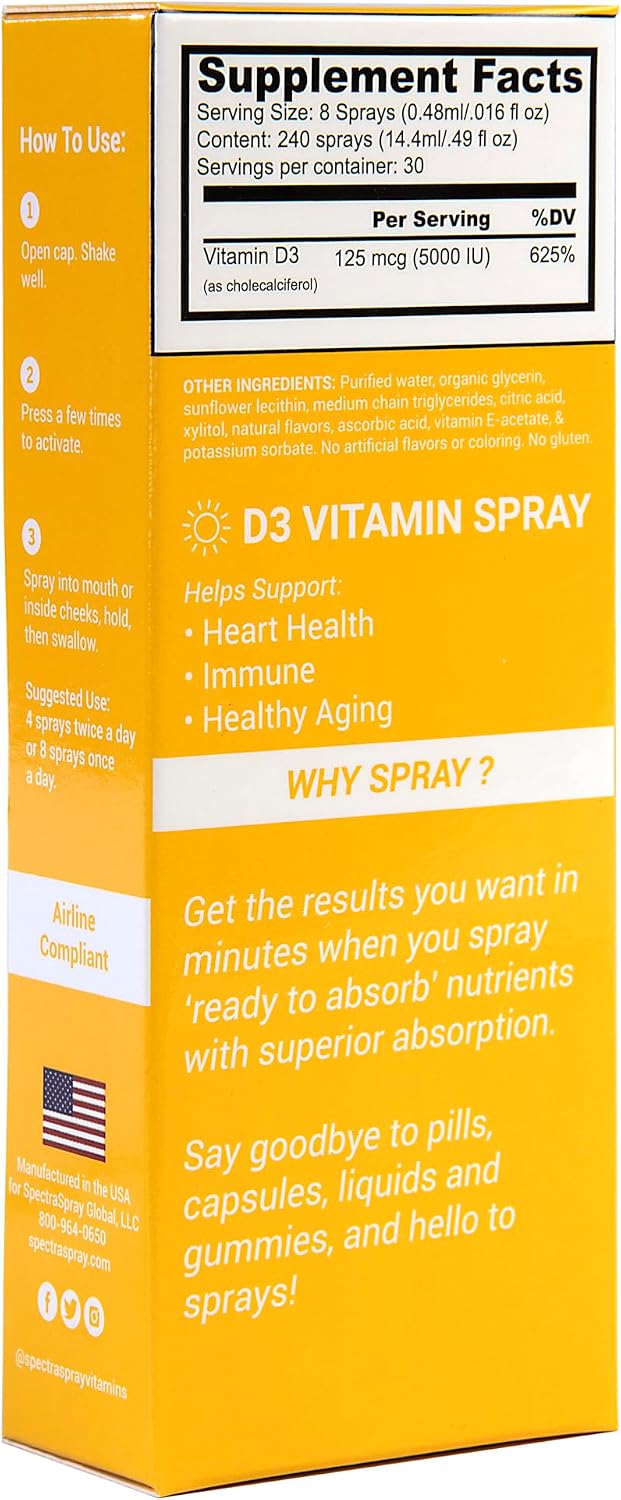 Spectraspray Vitamin D3 Oral Spray - 5000 IU, 30-Day Supply - görsel 3