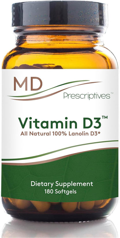 MD Prescriptives Vitamin D3 5000 IU, 180 Soft gel capsules