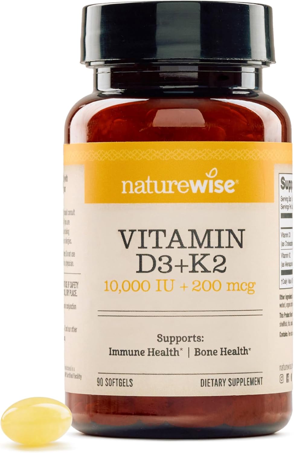 NatureWise Vitamin D3 10,000 IU with K2 MK-7 200 mcg - 90 Soft gel capsules - görsel 1