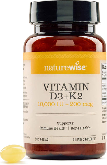 NatureWise Vitamin D3 10,000 IU with K2 MK-7 200 mcg - 90 Soft gel capsules