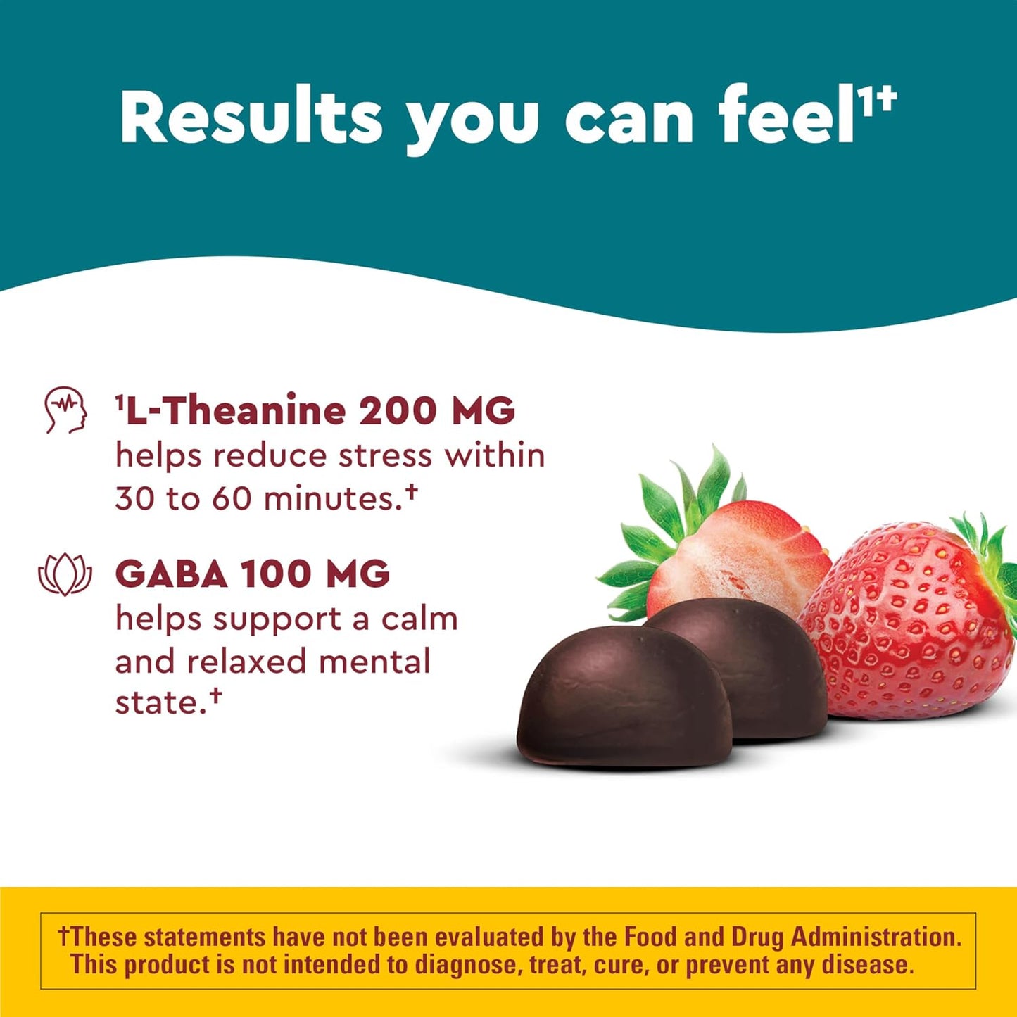 Nature Made Wellblends Stress Relief Gummies - L-Theanine 200mg & GABA 100mg - 40 Strawberry Gummies - görsel 3