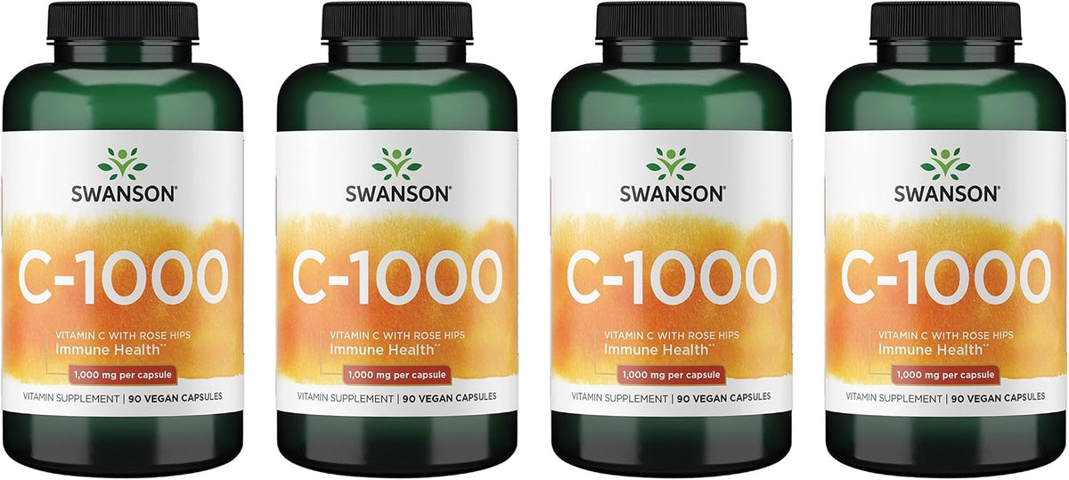 Swanson Vitamin C with Rose Hips - 1000mg, 90 Capsules (Pack of 4) - görsel 1