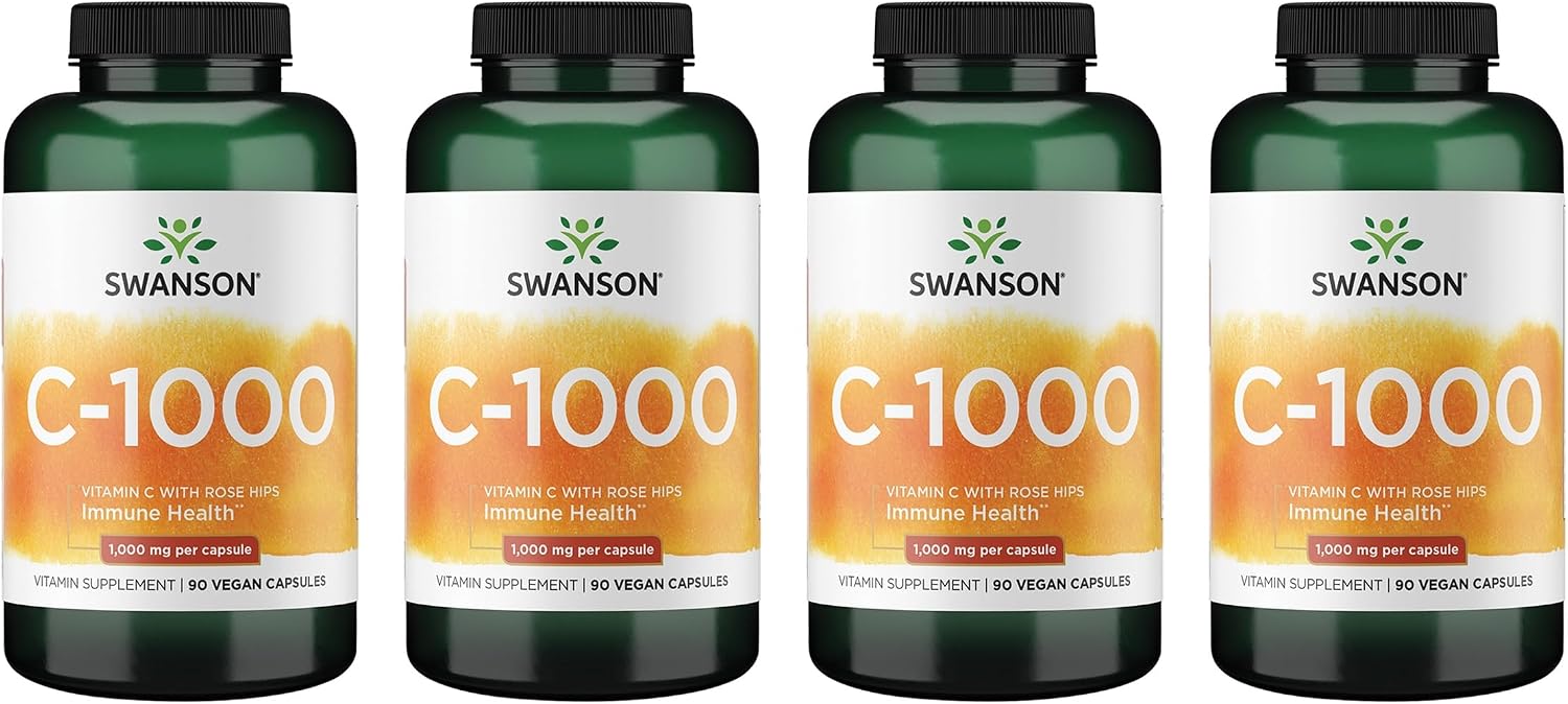Swanson Vitamin C with Rose Hips - 1000mg, 90 Capsules (Pack of 4) - görsel 1